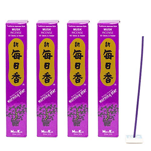 4X Räucherstäbchen Morning Star, Nippon Kodo Verschiedene Düfte | Japan | Insgesamt 200 Sticks (Moschus) von aqasha