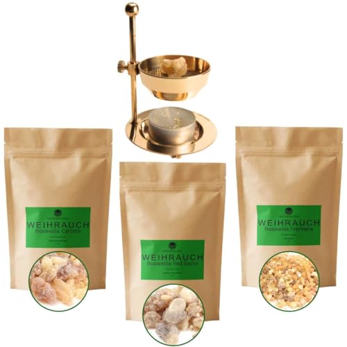 Weihrauch-Starter-Set - Räuchergefäß + Boswellia Sacra, Frereana & Carterii - Wellness für Zuhause von aqasha