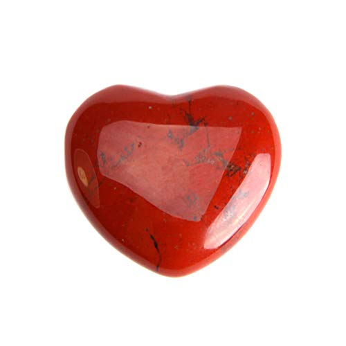 aqasha® Herz Deko Handschmeichler Jaspis Rot - Taschenherz Geschenkidee - Seifenstein Naturstein 3,5 cm x 3,5 cm von aqasha