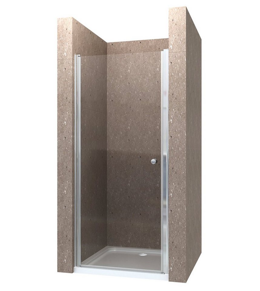AQUABATOS Dusch-Drehtür Duschtüren Glas für Nischen Nischentür Drehtür Glastür für Dusche, 90x197 cm, 6 mm Einscheibensicherheitsglas, mit Nano Beschichtung, beidseitig montierbar,Heb-/Senk-Technik von AQUABATOS