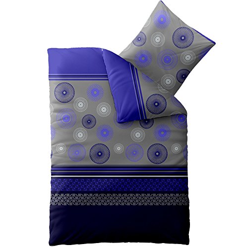 aqua-textil Concept Bettwäsche 155 x 220 cm Mikrofaser Bettbezug Aurela Streifen Kreise Grau Blau Schwarz von aqua-textil