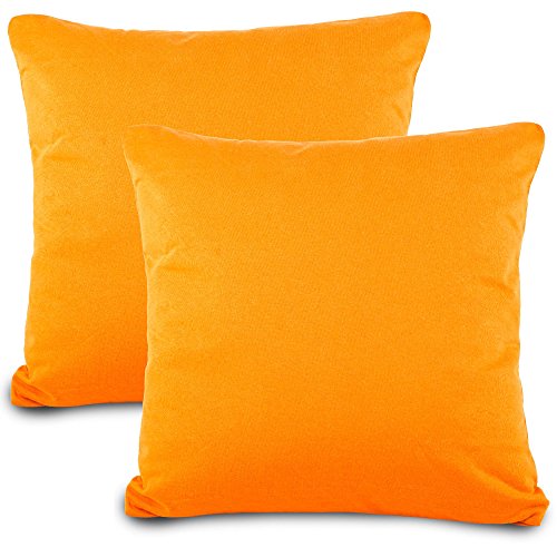 aqua-textil Classic Line Kissenbezug 2er-Set 40 x 40 cm orange Baumwolle Kissen Bezug Reißverschluss Jersey Kissenhülle von aqua-textil