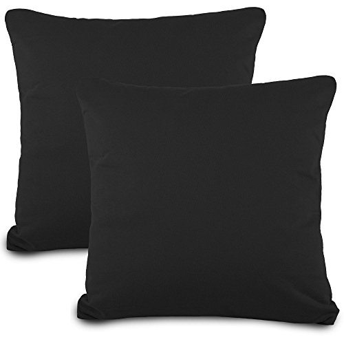 aqua-textil Classic Line Kissenbezug 2er-Set 40 x 40 cm schwarz Baumwolle Kissen Bezug Reißverschluss Jersey Kissenhülle von aqua-textil