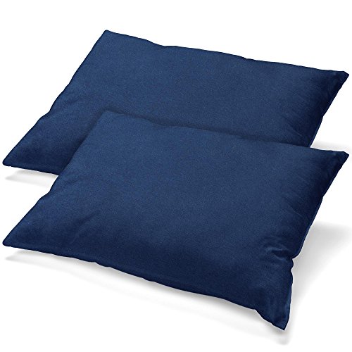 aqua-textil Classic Line Kissenbezug 2er-Set 40 x 80 cm dunkel blau Baumwolle Kissen Bezug Reißverschluss Jersey Kissenhülle von aqua-textil