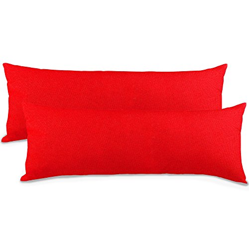 aqua-textil Classic Line Kissenbezug 2er-Set 40 x 145 cm Rubin rot Baumwolle Seitenschläferkissen Bezug Reißverschluss von aqua-textil
