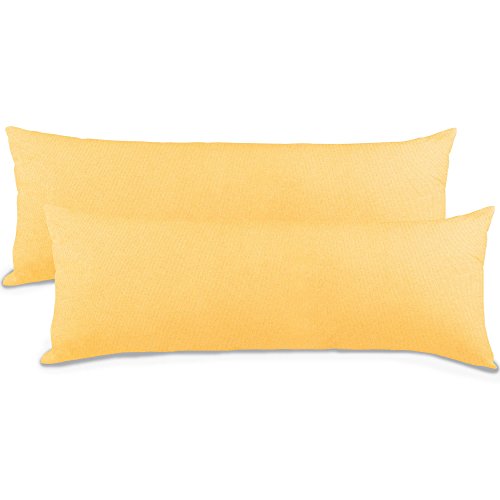 aqua-textil Classic Line Kissenbezug 2er-Set 40 x 200 cm Creme gelb Baumwolle Seitenschläferkissen Bezug Reißverschluss von aqua-textil