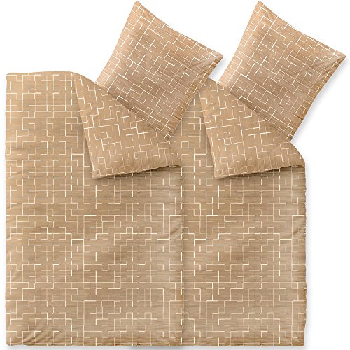 aqua-textil Trend Bettwäsche 135x200 cm 4tlg. Baumwolle Bettbezug Marit Kariert Beige Weiß von aqua-textil