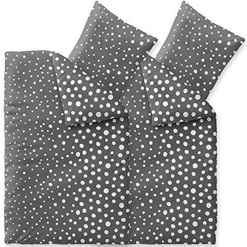 aqua-textil Trend Bettwäsche 135x200 cm 4tlg. Baumwolle Bettbezug Tiara Punkte Grau Weiß von aqua-textil