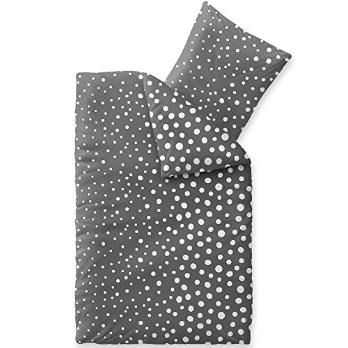 aqua-textil Trend Bettwäsche 135x200 cm 2tlg. Baumwolle Bettbezug Tiara Punkte Grau Weiß von aqua-textil