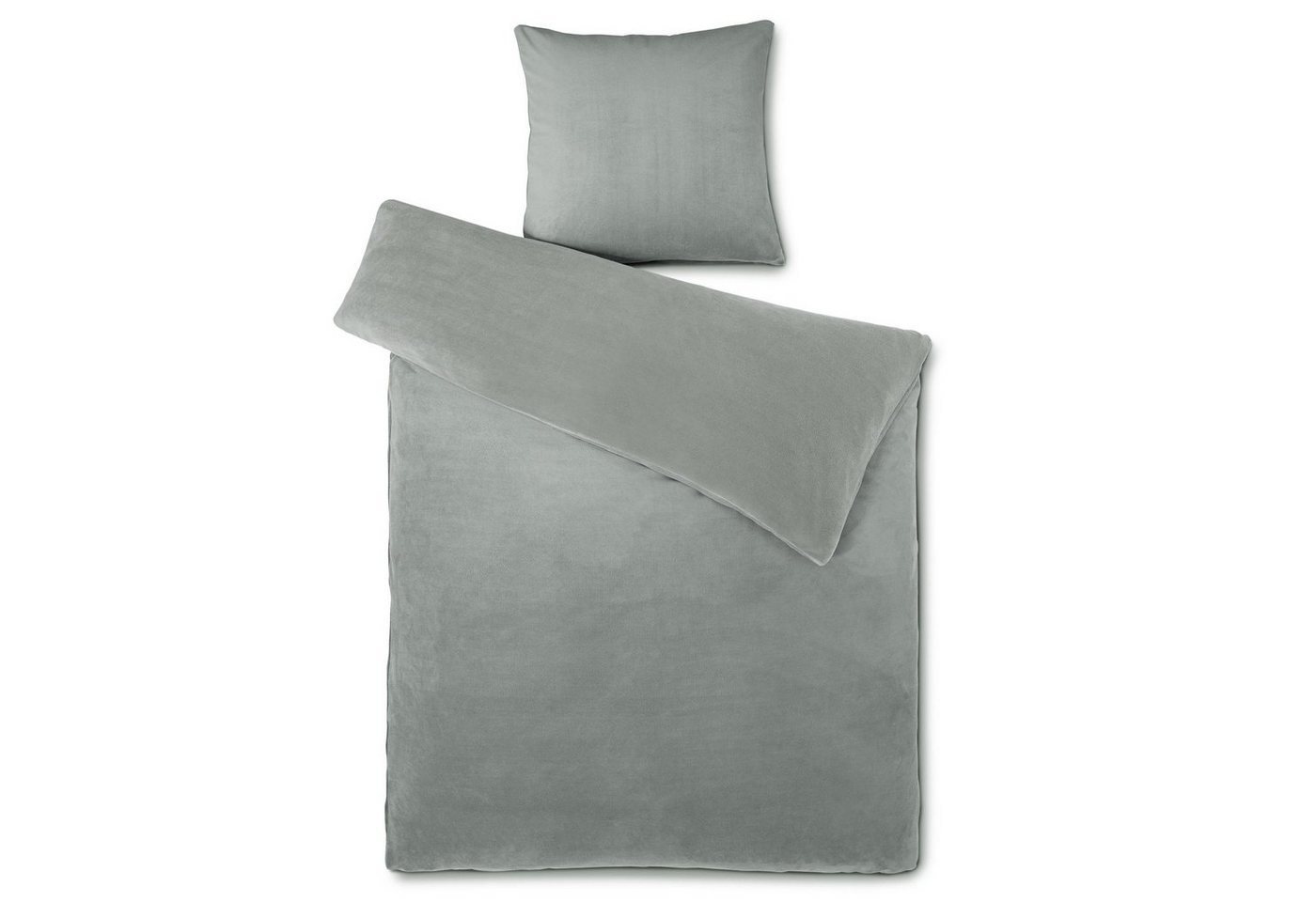 aqua-textil Bettwäsche Feelwell Bettgarnitur Thermo Fleece Flausch 135x200cm silber, Coral-Fleece, Mikrofaser, 2 teilig von aqua-textil