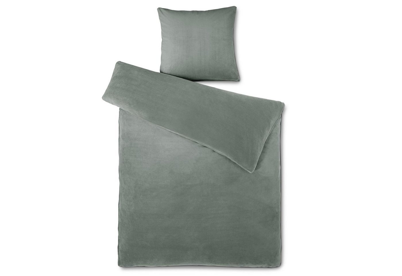 aqua-textil Bettwäsche Feelwell Bettgarnitur Thermo Fleece Flausch 155x220cm grau, Coral-Fleece, Mikrofaser, 2 teilig von aqua-textil