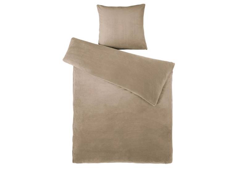 aqua-textil Bettwäsche Feelwell Bettgarnitur Thermo Fleece Flausch 155x220cm taupe, Coral-Fleece, Mikrofaser, 2 teilig von aqua-textil