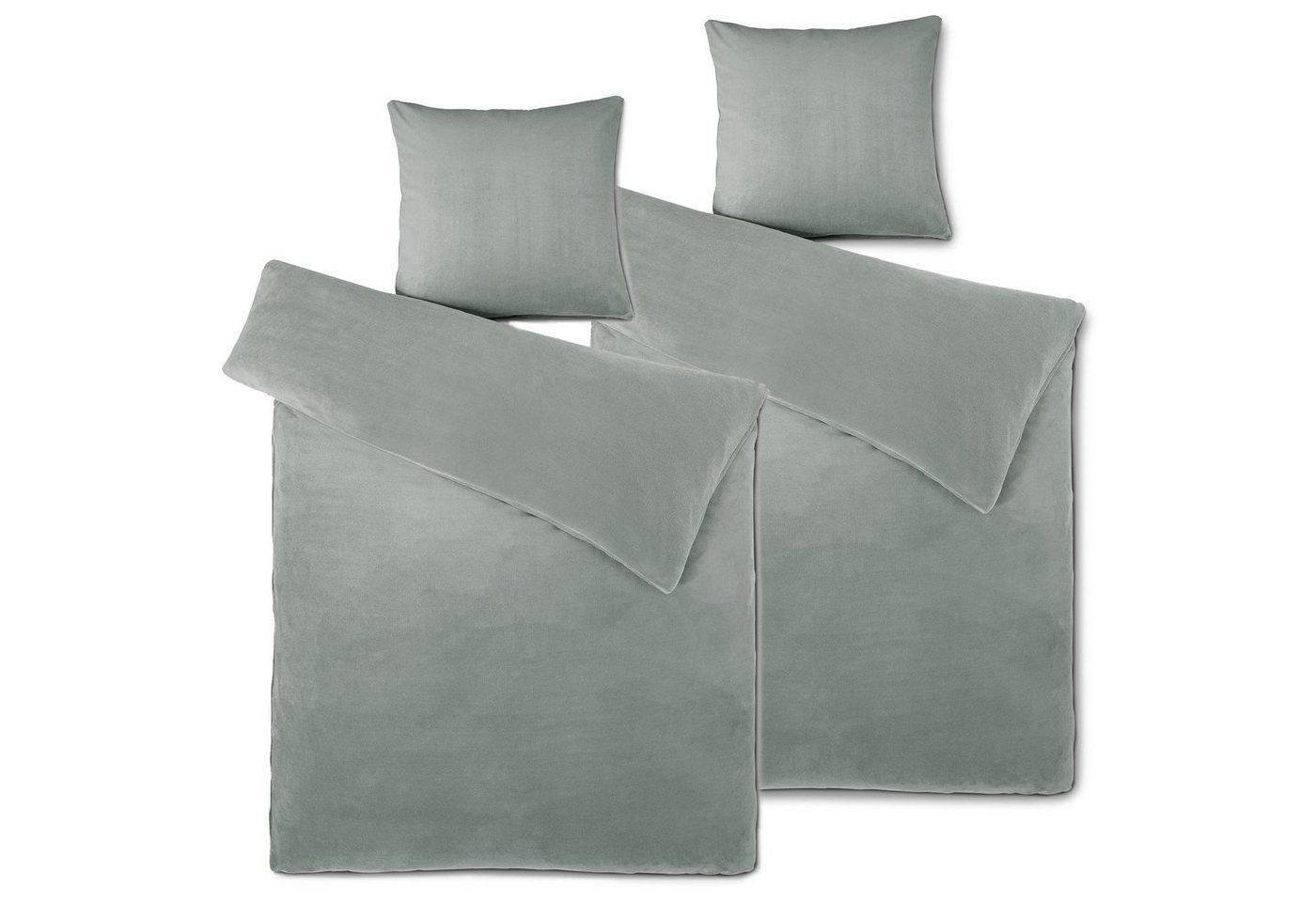 aqua-textil Bettwäsche Feelwell Bettgarnitur Thermo Fleece Flausch 4tlg. 135x200cm silber, Coral-Fleece, Mikrofaser, 4 teilig von aqua-textil