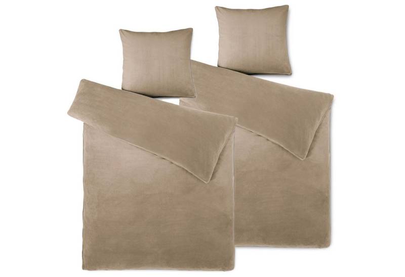 aqua-textil Bettwäsche Feelwell Bettgarnitur Thermo Fleece Flausch 4tlg. 135x200cm taupe, Coral-Fleece, Mikrofaser, 4 teilig von aqua-textil