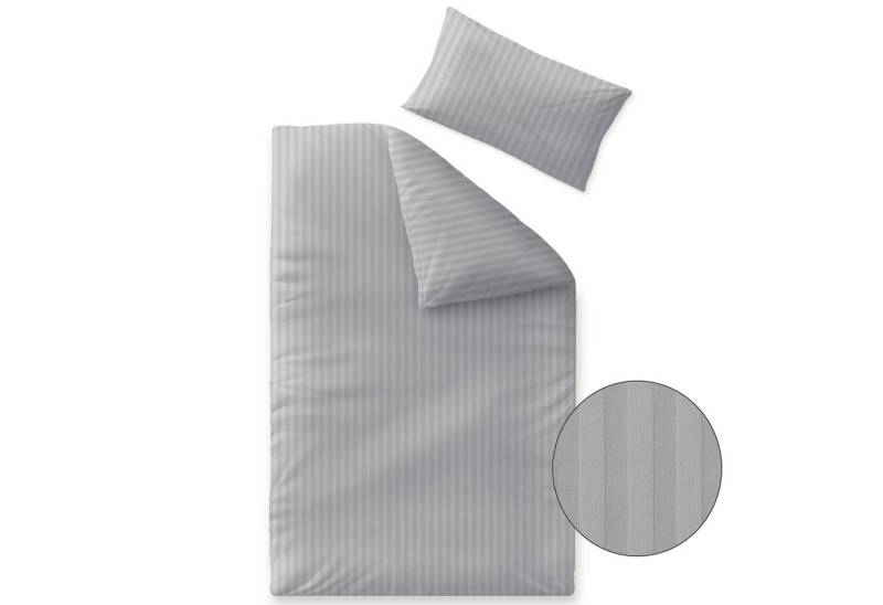 aqua-textil Bettwäsche Nele Bettgarnitur Mako Satin Streifen 155x220+40x80cm hellgrau, Baumwolle, 2 teilig von aqua-textil