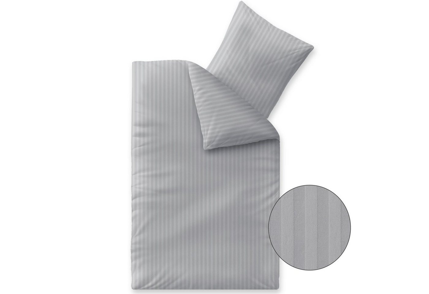 aqua-textil Bettwäsche Nele Bettgarnitur Mako Satin Streifen 4tlg. 135x200+80x80cm hellgrau, Baumwolle, 4 teilig von aqua-textil