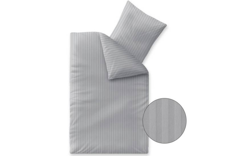 aqua-textil Bettwäsche Nele Bettgarnitur Mako Satin Streifen 4tlg. 135x200+80x80cm hellgrau, Baumwolle, 4 teilig von aqua-textil