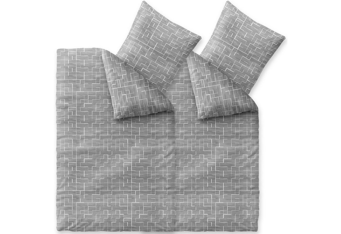 aqua-textil Bettwäsche Trend Bettgarnitur Renforcé Reißverschluss 4 teilig 155x220cm Malou, Baumwolle, 4 teilig von aqua-textil