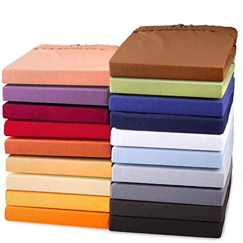 aqua-textil Exclusiv Spannbettlaken Doppelpack 90x200-100x220 cm Creme gelb Jersey Baumwolle 230g/qm Spannbetttuch Elastan Laken von aqua-textil