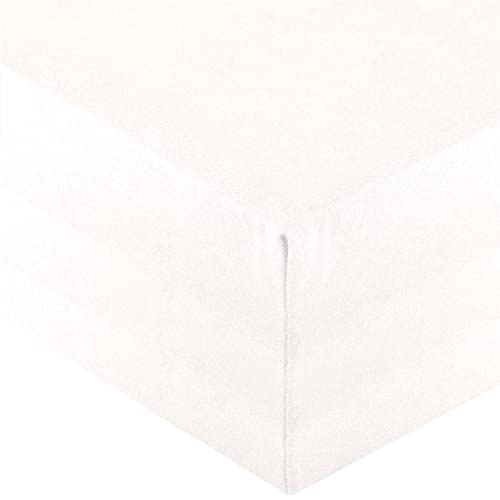 aqua-textil Royal Spannbettlaken Boxspringbett Wasserbett Set 90x200-100x220 cm Schnee weiß 210g/qm Jersey Mako Baumwolle Elasthan Spannbetttuch von aqua-textil