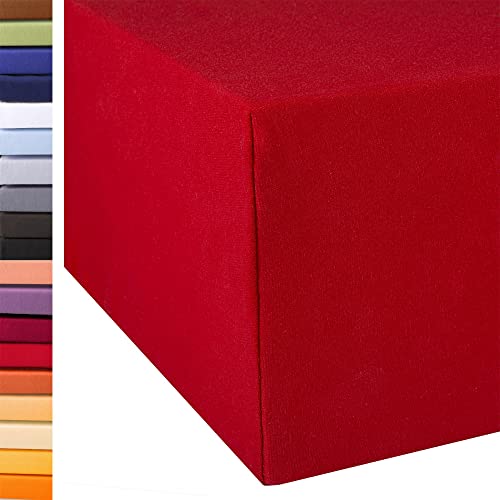 aqua-textil Exclusiv Spannbettlaken 180x200-200x220 cm Rubin rot Jersey Baumwolle 230g/qm Spannbetttuch Elastan Laken von aqua-textil