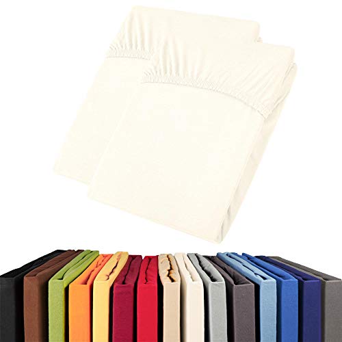 aqua-textil Viana Spannbettlaken Doppelpack 90x200-100x200 cm weiß Baumwolle Spannbetttuch Jersey Laken von aqua-textil