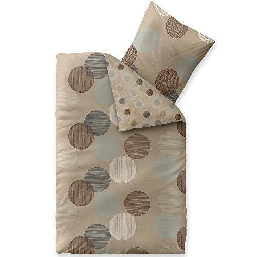 aqua-textil Trend Bettwäsche 155x220 cm 2tlg. Baumwolle Bettbezug Fara Punkte Beige Braun Türkis von aqua-textil