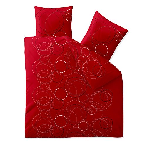 aqua-textil Trend Bettwäsche 200x200 cm 3tlg. Baumwolle Bettbezug Chara Punkte Kreise Rot Weiß von aqua-textil