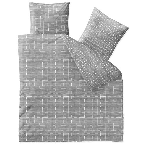 aqua-textil Trend Bettwäsche 200x220 cm 3tlg. Baumwolle Bettbezug Malou Kariert Grau Weiß von aqua-textil