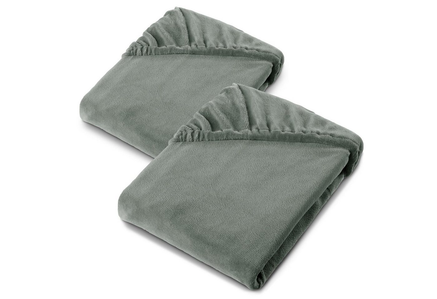 aqua-textil Spannbettlaken Feelwell Spannbettlaken Fleece 2erSet 90x200-100x200cm grau, Coral-Fleece, Mikrofaser, (2 Stück), bügelfrei,flauschig,für herkömmliche Matratzen,kuschelweich von aqua-textil