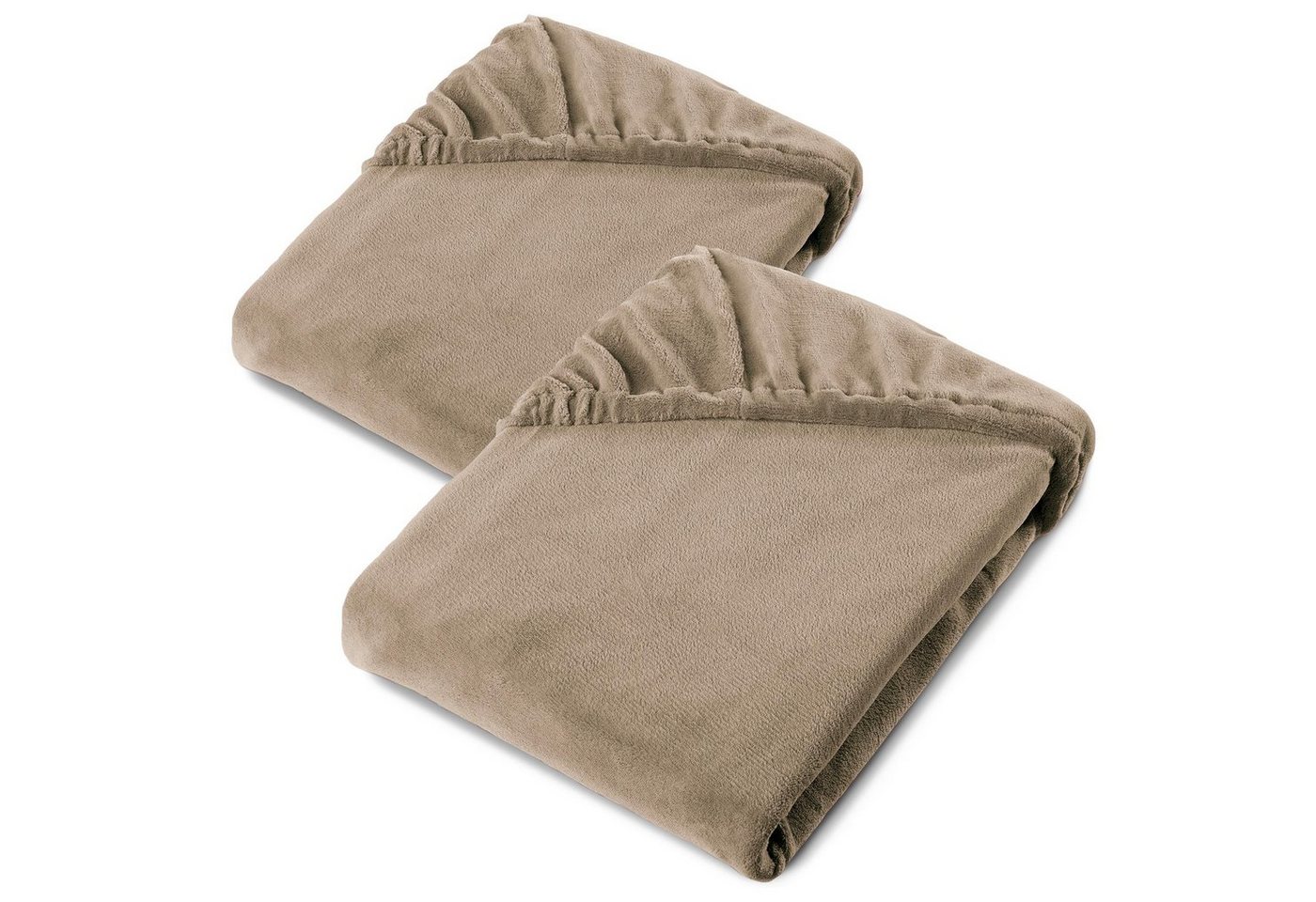 aqua-textil Spannbettlaken Feelwell Spannbettlaken Fleece 2erSet 90x200-100x200cm taupe, Coral-Fleece, Mikrofaser, (2 Stück), bügelfrei,flauschig,für herkömmliche Matratzen,kuschelweich von aqua-textil