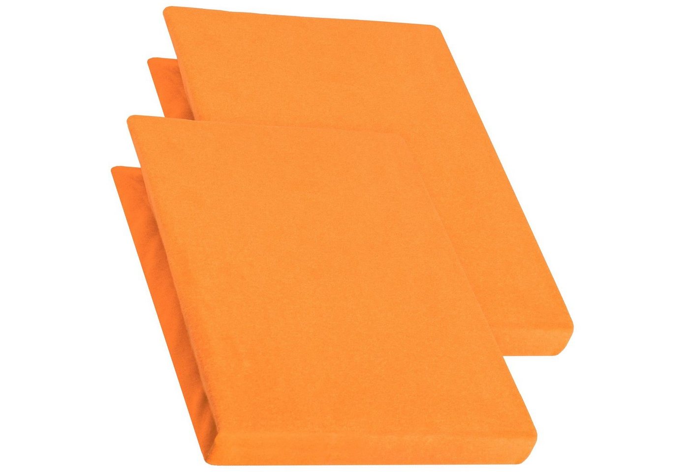 Spannbettlaken Pur Spannbetttuch Jersey 2erSet 90x200-100x220cm orange, aqua-textil, Baumwolle, (2 Stück), anschmiegsam,bügelfrei,faltenfreier Sitz von aqua-textil