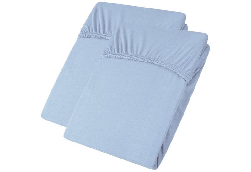 aqua-textil Spannbettlaken Viana Spannbetttuch Jersey 2erSet 140x200-160x200cm blau, Baumwolle, (2 Stück), bügelfrei,faltenfreier Sitz,formstabil und dauerelastisch von aqua-textil