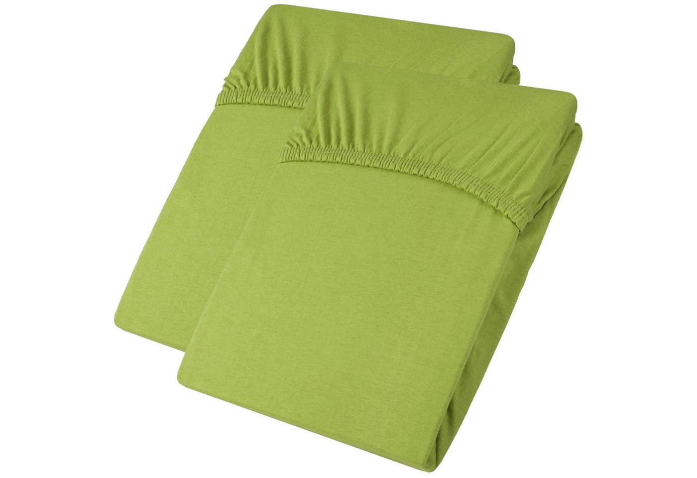 aqua-textil Spannbettlaken Viana Spannbetttuch Jersey 2erSet 140x200-160x200cm grün, Baumwolle, (2 Stück), bügelfrei,faltenfreier Sitz,formstabil und dauerelastisch von aqua-textil