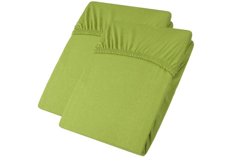 aqua-textil Spannbettlaken Viana Spannbetttuch Jersey 2erSet 140x200-160x200cm grün, Baumwolle, (2 Stück), bügelfrei,faltenfreier Sitz,formstabil und dauerelastisch von aqua-textil