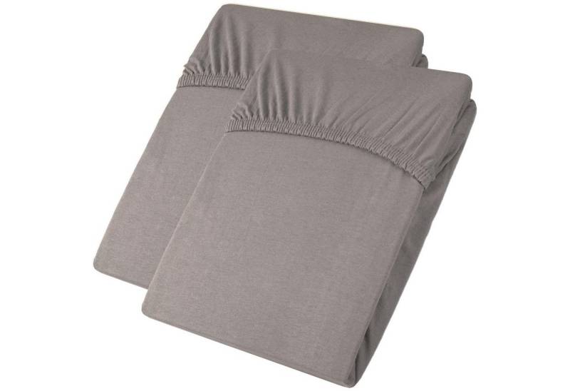 aqua-textil Spannbettlaken Viana Spannbetttuch Jersey 2erSet 140x200-160x200cm dunkelgrau, Baumwolle, (2 Stück), bügelfrei,faltenfreier Sitz,formstabil und dauerelastisch von aqua-textil