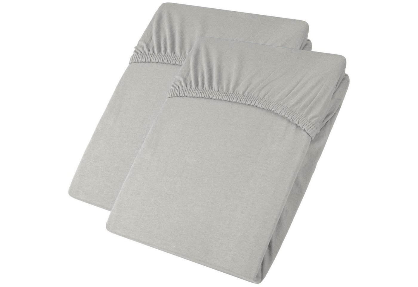 aqua-textil Spannbettlaken Viana Spannbetttuch Jersey 2erSet 140x200-160x200cm grau, Baumwolle, (2 Stück), bügelfrei,faltenfreier Sitz,formstabil und dauerelastisch von aqua-textil