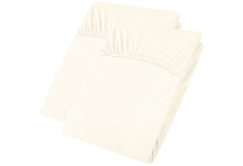 aqua-textil Spannbettlaken Viana Spannbetttuch Jersey 2erSet 140x200-160x200cm weiß, Baumwolle, (2 Stück), bügelfrei,faltenfreier Sitz,formstabil und dauerelastisch von aqua-textil