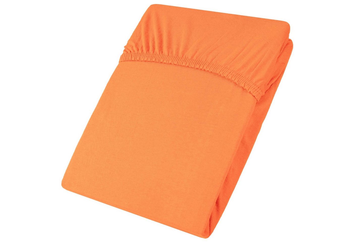 Spannbettlaken Viana Spannbetttuch Jersey 90x200-100x200cm orange, aqua-textil, Baumwolle, (1 Stück), bügelfrei,faltenfreier Sitz,formstabil und dauerelastisch von aqua-textil