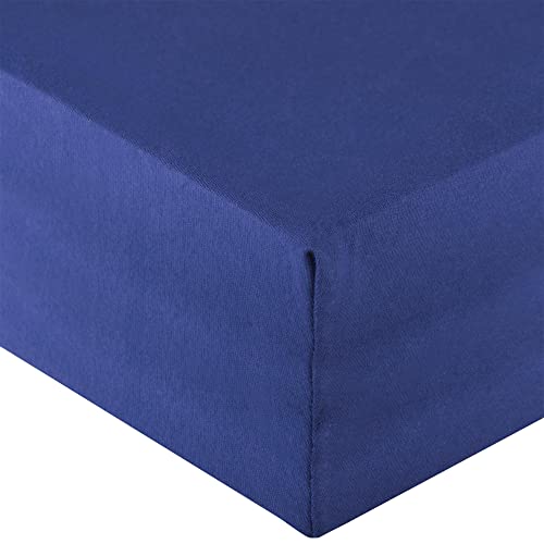 aqua-textil Royal XL Spannbettlaken Boxspringbett Wasserbett 200x220-220x240 cm blau 210g/qm Jersey Mako Baumwolle Elasthan Spannbetttuch von aqua-textil