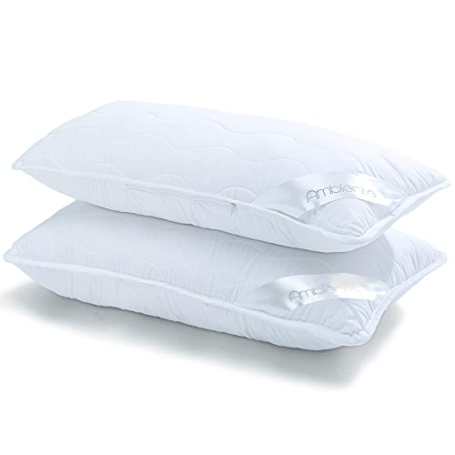 aqua-textil Ambiente 2er Set Kopfkissen 40 x 80 cm Mikrofaser Kissen Hohlfaser Nackenkissen atmungsaktiv Reißverschluss von aqua-textil