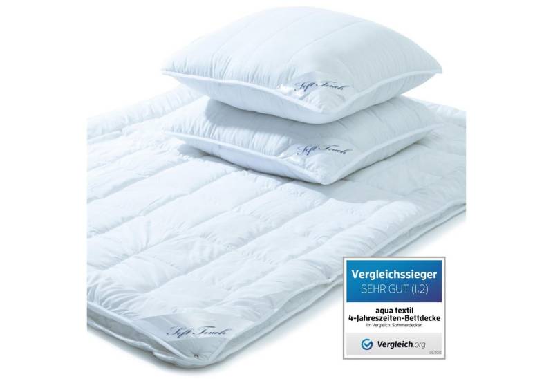 aqua-textil Bettdecke, Kopfkissen + Topper Soft Touch Mikrofaser 4 Jahr. Steppdecke Set 1x240x260cm + 2x80x80cm von aqua-textil