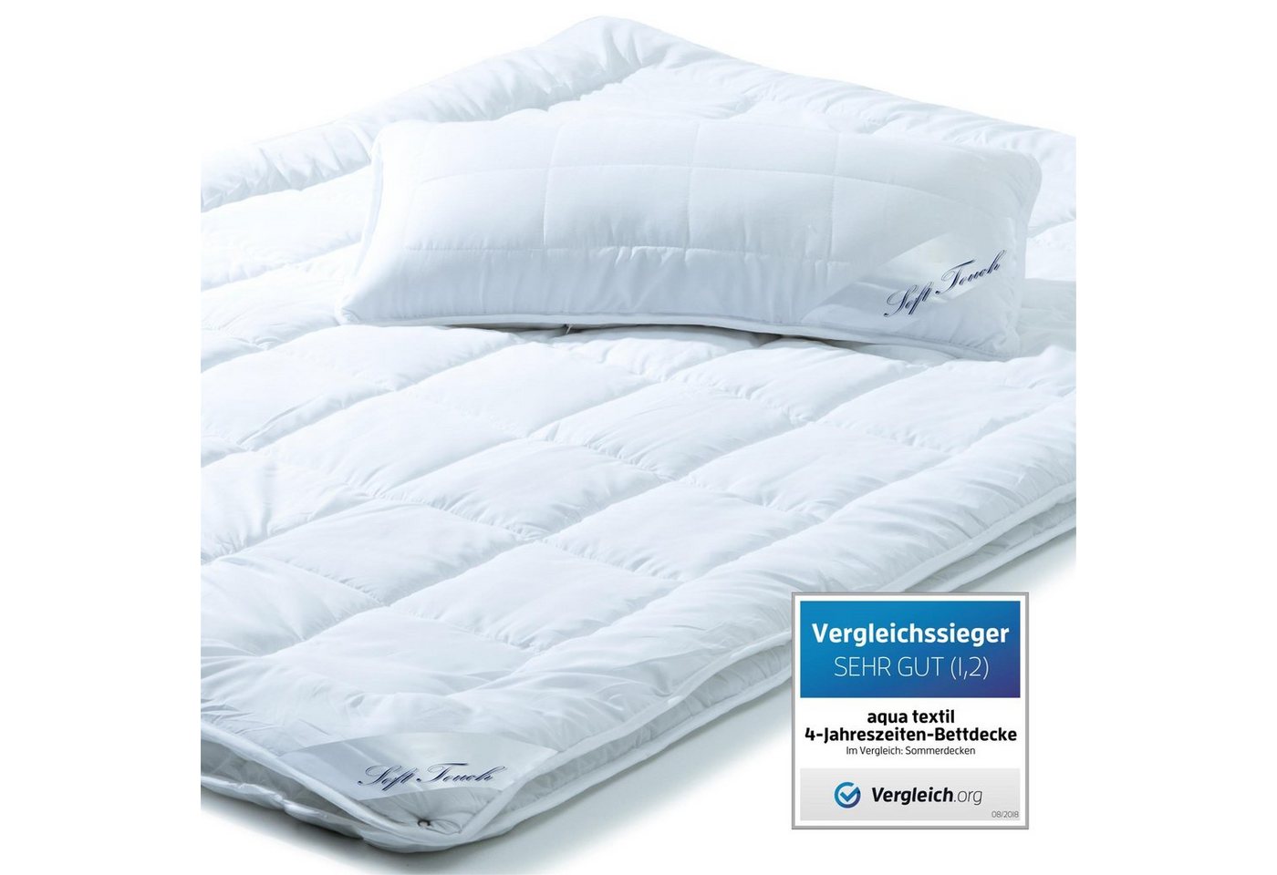 aqua-textil Bettdecke, Kopfkissen + Topper Soft Touch Mikrofaser Kissen Set 2x40x80cm + 4 Jahr. Decke 1x225x220cm aqua-textil Bettdecke, Kopfkissen + Topper Soft Touch Mikrofaser Kissen Set 2x40x80cm + 4 Jahr. Decke 1x225x220cm von aqua-textil