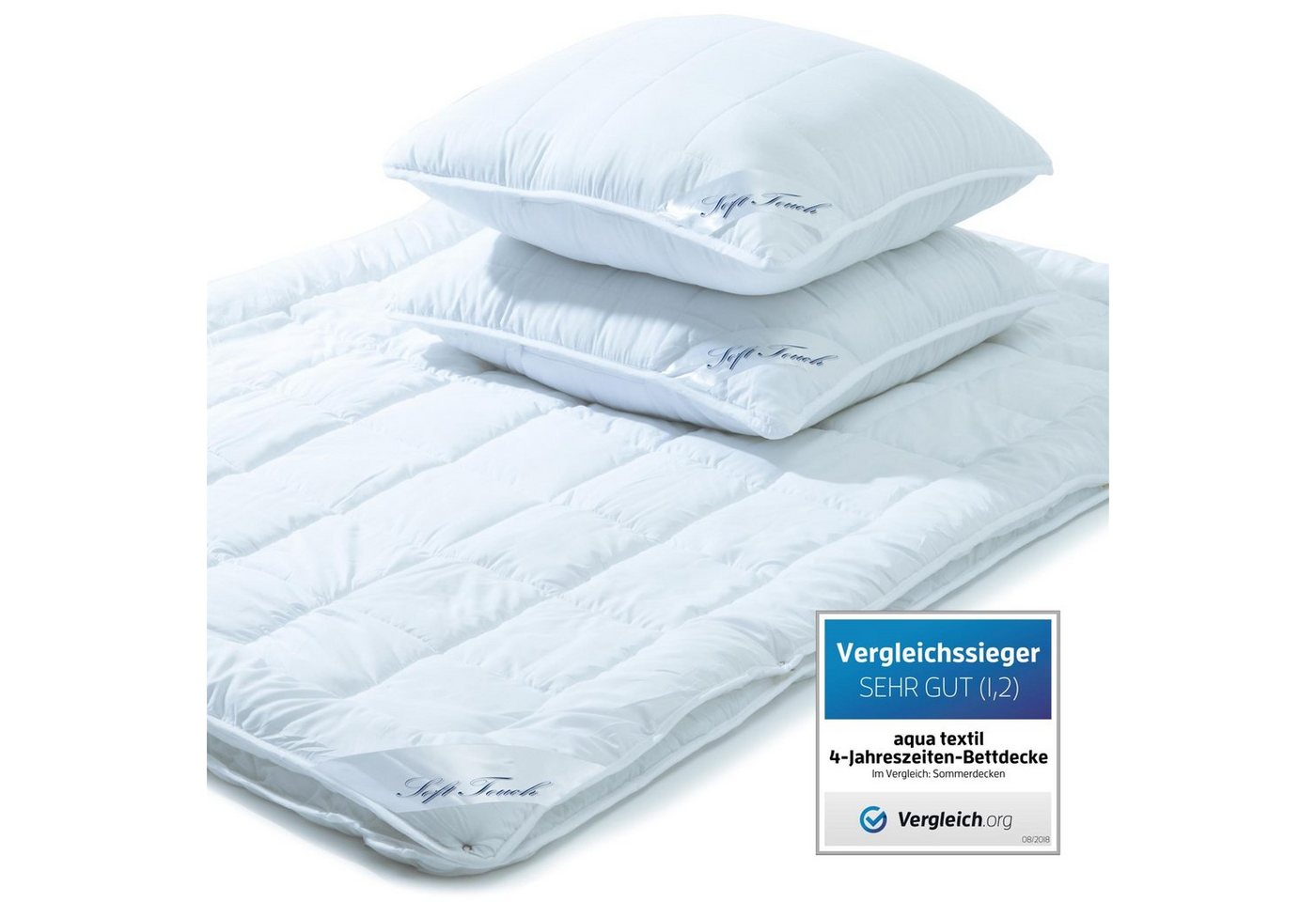 aqua-textil Bettdecke, Kopfkissen + Topper Soft Touch Mikrofaser Kissen Set 2x80x80cm + 4 Jahr. Decke 1x200x240cm aqua-textil Bettdecke, Kopfkissen + Topper Soft Touch Mikrofaser Kissen Set 2x80x80cm + 4 Jahr. Decke 1x200x240cm von aqua-textil