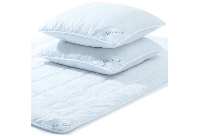 aqua-textil Bettdecke, Kopfkissen + Topper Soft Touch Mikrofaser Kissen Set 2x80x80cm + Steppdecke 1x240x260cm von aqua-textil