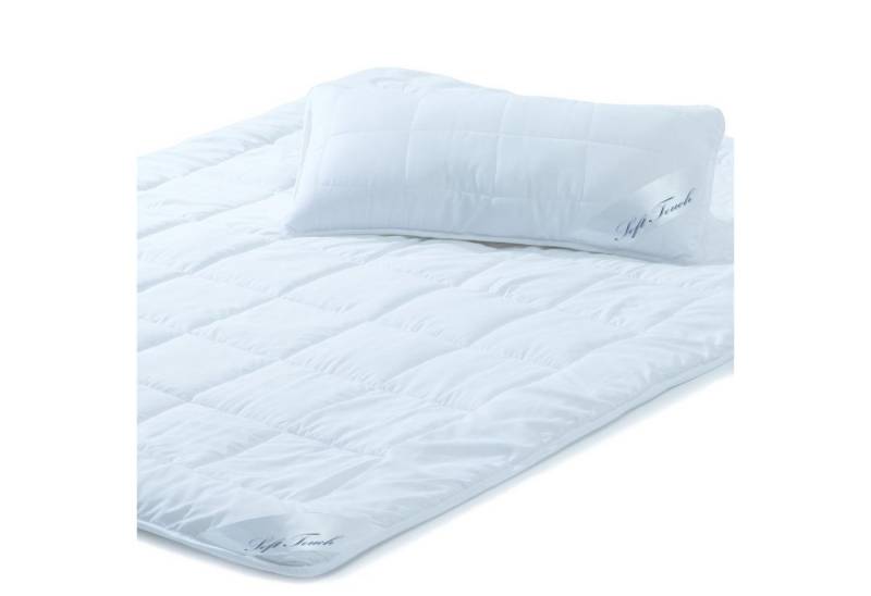 aqua-textil Bettdecke, Kopfkissen + Topper Soft Touch Mikrofaser Sommer Leicht Decke Set 155x220cm + 1x40x80cm von aqua-textil