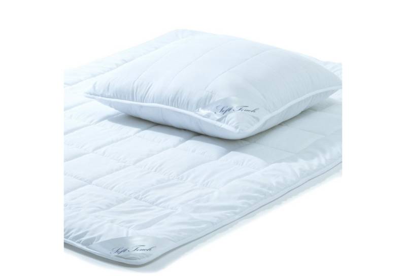 aqua-textil Bettdecke, Kopfkissen + Topper Soft Touch Mikrofaser Sommer Leicht Decke Set 155x220cm + 1x80x80cm von aqua-textil