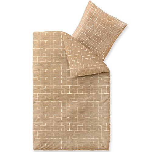 aqua-textil Trend Bettwäsche 135x200 cm 2tlg. Baumwolle Bettbezug Marit Kariert Beige Weiß von aqua-textil