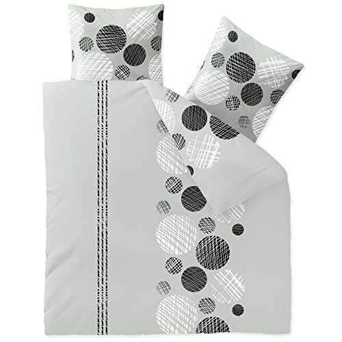 aqua-textil Trend Bettwäsche 200x220 cm 3tlg. Baumwolle Bettbezug Celina Punkte Streifen Grau Schwarz Weiß von aqua-textil