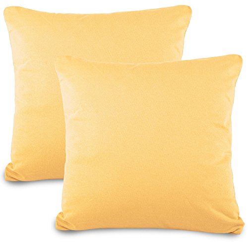 aqua-textil Classic Line Baumwoll Kissenbezug 2er-Set 45x45 cremegelb Kissen Bezug Reißverschluss Jersey Kissenhülle von aqua-textil
